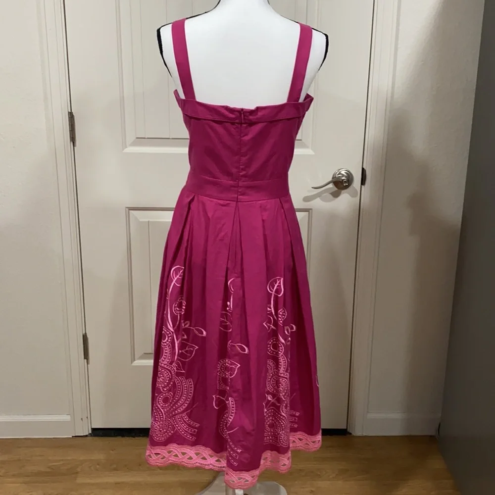 Bettie Page by Tatyana Pink Embroidered Circle Dress NWT - Picture 3 of 8